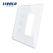 Livolo Белый 125 мм * 125 мм США стандарт Двойная стеклянная панель для продажи для настенного сенсорного переключателя розетка VL-C5-C3 / SR-11